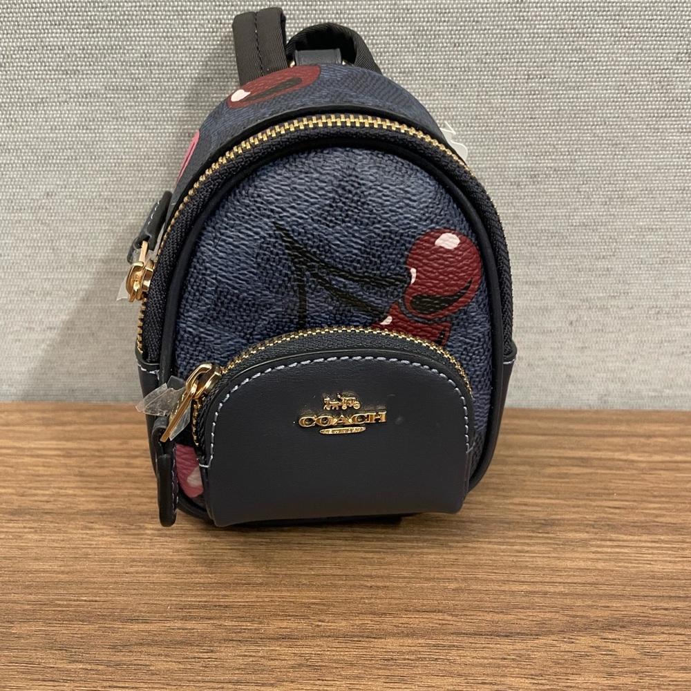 Coach Mini Court Backpack Bag Charm Canvas Cherry Print CZ086 New